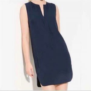 Vince Women’s navy 100% silk shirt Sleeveless dress with pockets size 10
